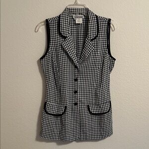 Francine Browner Black and White Gingham Button Down Vest